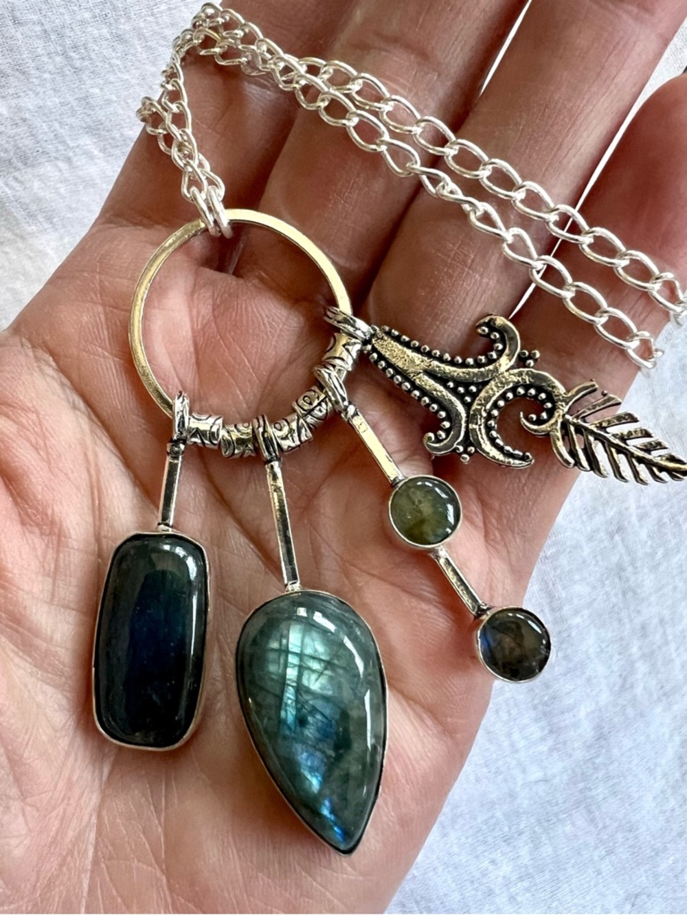 925 WOW! Flash Labradorite CHARM Necklace Pendant